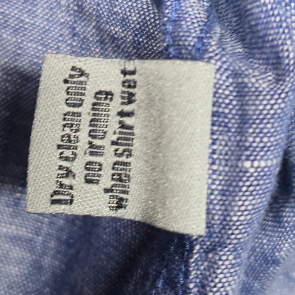 Visconti Uomo Mens Blue Linen Blend Button Down Shirt Paisley Cuff - Picture 11 of 16